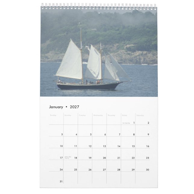 Sailing!  12 month Calendar (Jan 2027)