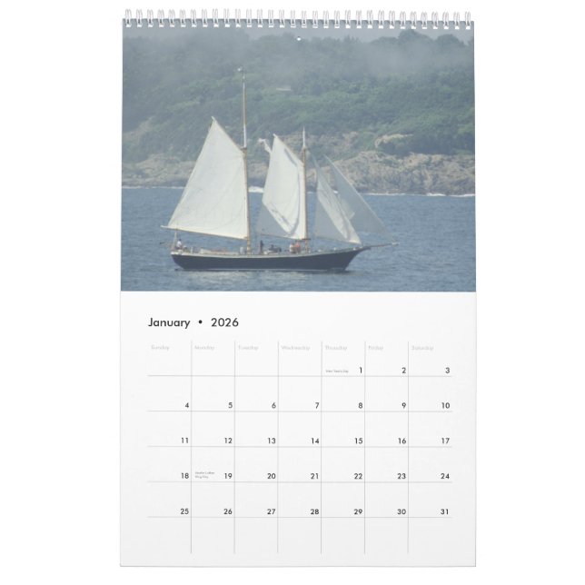 Sailing!  12 month Calendar (Jan 2026)