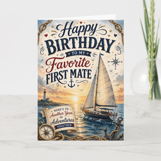 Sailing Adventure Birthday Card for Husband (Front)