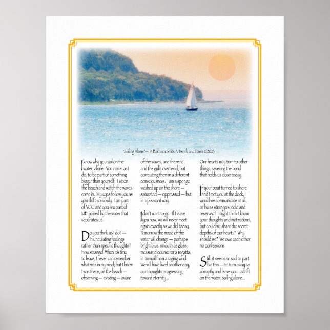 Sailing Alone With Poem Size 8x10 Poster (Front)