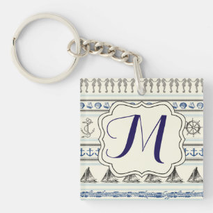 Sailing Anchor Nautical Rope Monogram Key Chain