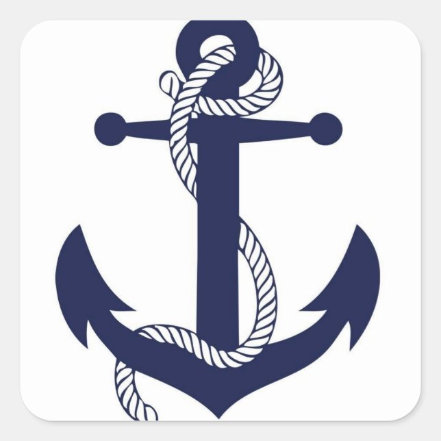 Sailing Anchor Navy Square Sticker (Front)