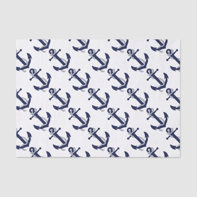 Sailing Anchor Navy Tissue Paper (Front)