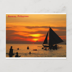 Sailing at Boracay Sunset Postcard