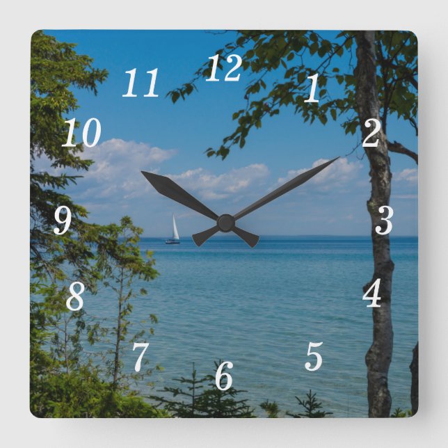Sailing At Mackinac Wall Clock (Front)