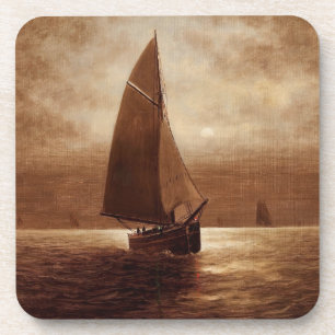 Sailing at Night (circa 1900) Elbridge Wesley Webb Coaster