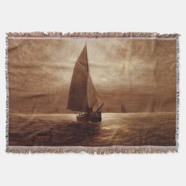 Sailing at Night (circa 1900) Elbridge Wesley Webb Throw Blanket (Front)