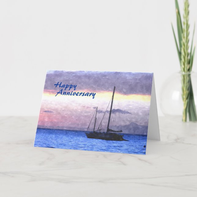 Sailing at Sunset, Lahaina Maui, Anniversary Card (Front)