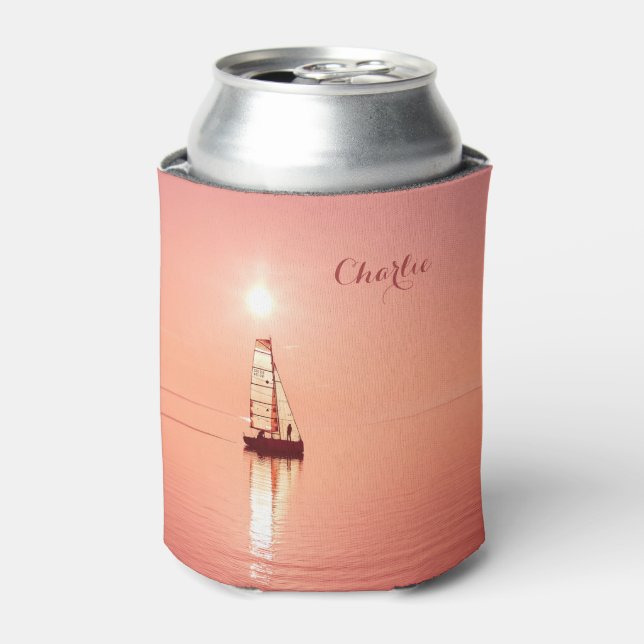 Sailing Away custom monogram can cooler (Can Front)