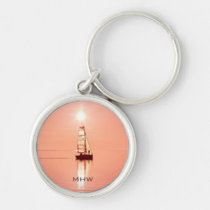 Sailing Away custom monogram key chain