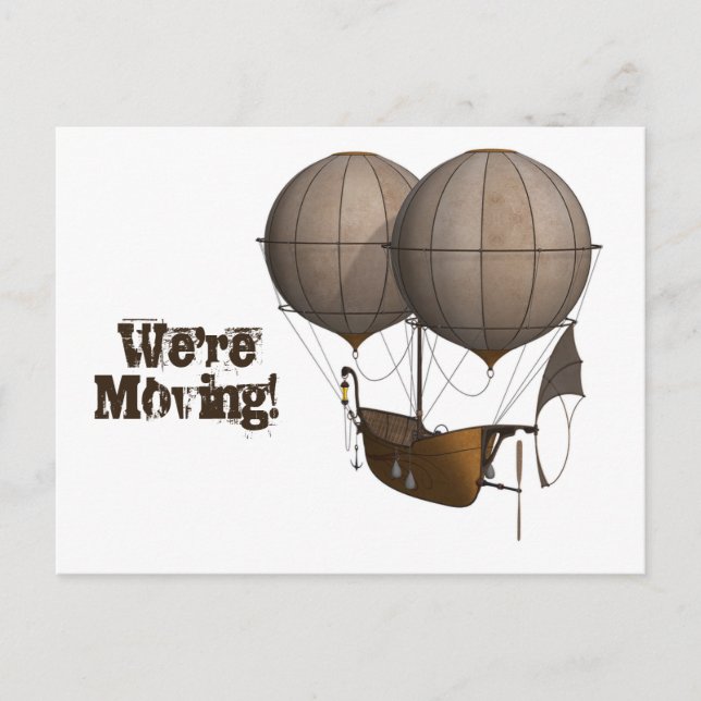 Sailing Away in a Balloon Ship Address Change Postcard (Front)