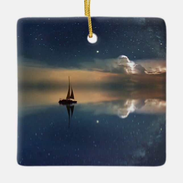 Sailing Away to the Clouds  Ceramic Ornament (Front)