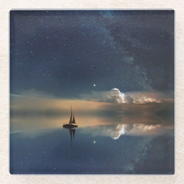 Sailing Away to the Clouds  Glass Coaster (Front)