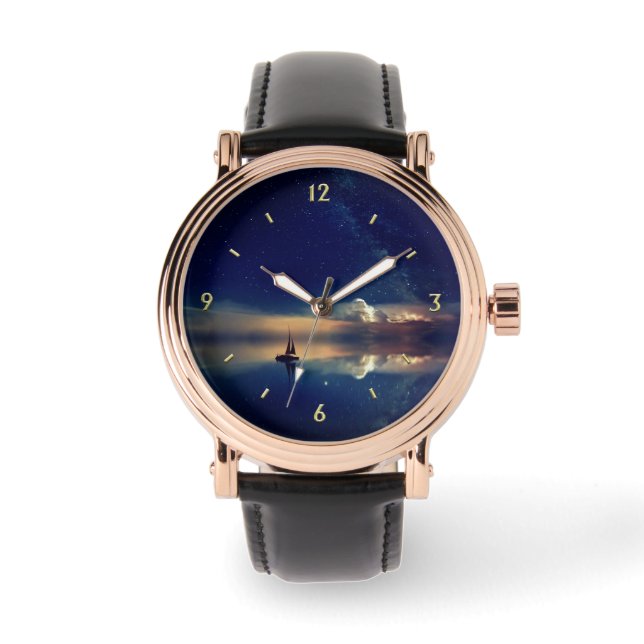 Sailing Away to the Clouds Hash Mark n Numbers Watch (Front)