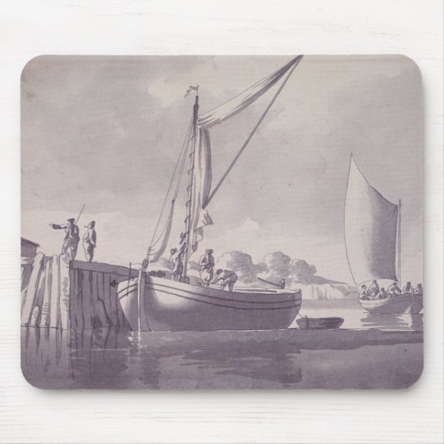 Sailing Barges Approaching a Wharf Mouse Pad (Front)