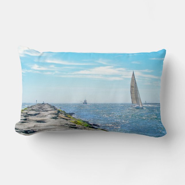 Sailing Barnegat Inet in Summer Lumbar Cushion (Front)