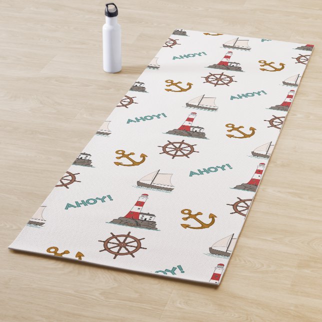 Sailing Big Pattern Colour on White Yoga Mat (In Situ)