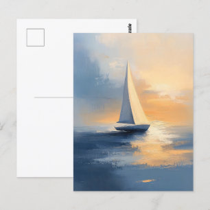 Sailing Boat at Sunset Postcard