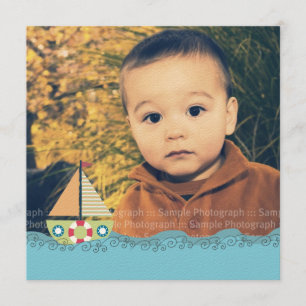 Sailing Boat Boys Birthday Party Photo Invite
