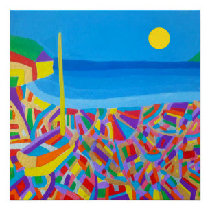 Sailing Boat by the Sea-Acrylic Painting Poster
