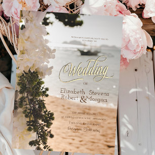 Sailing Boat Chic Flowers Beach Wedding Invitation