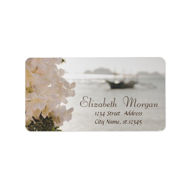 Sailing Boat Flowers Beach Label (Front)