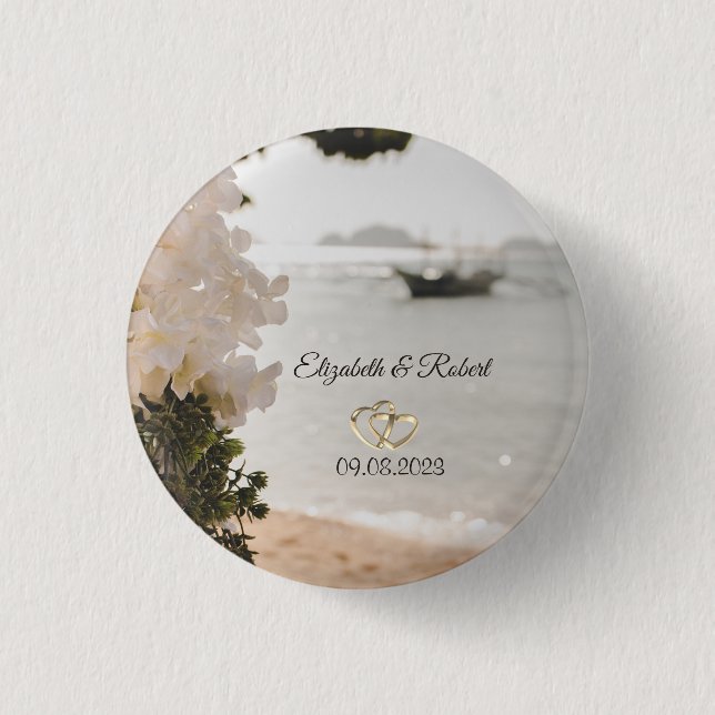Sailing Boat Flowers Beach Wedding 3 Cm Round Badge (Front)