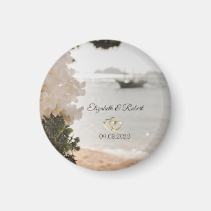 Sailing Boat Flowers Beach Wedding Magnet