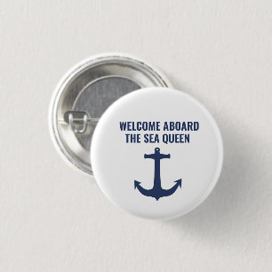 Sailing Boat Gift Welcome Aboard Nautical Anchor 3 Cm Round Badge