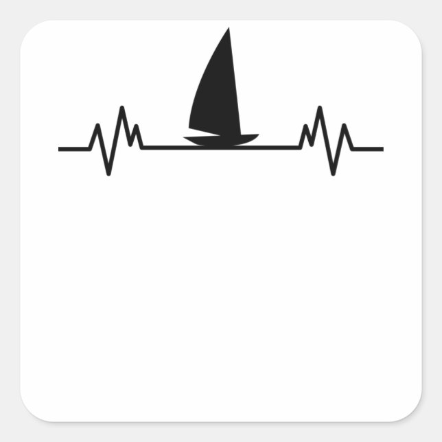 Sailing boat Heartbeat Skipper Fun Catamaran Gift Square Sticker (Front)
