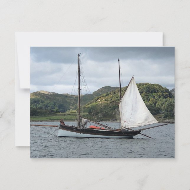 Sailing Boat in Loch Crinan, Scotland Holiday Card (Front)
