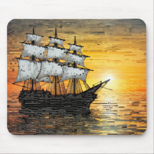 Sailing Boat Marine Art Decor Paint  Mouse Pad