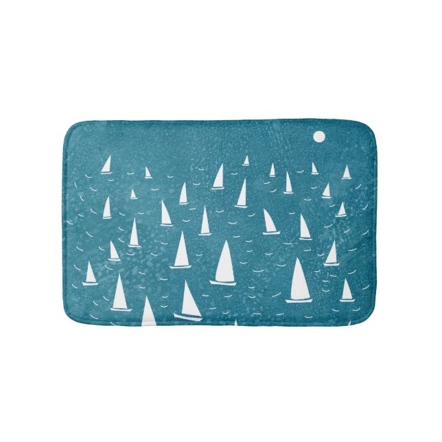 Sailing Boat Nautical Bath Mat (Front)