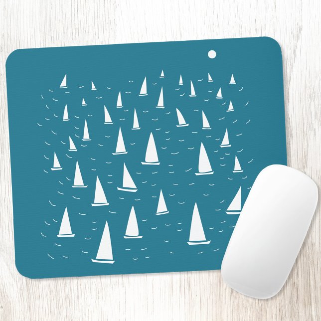 Sailing Boat Nautical Mouse Pad (Sailing boat regatta nautical art mousemat)
