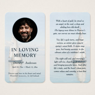 Sailing Boat Photo Funeral Memorial Prayer Cards