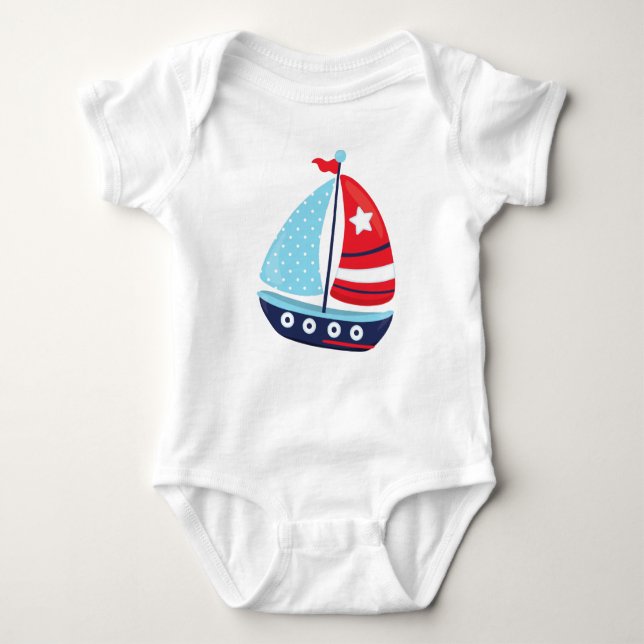 Sailing Boat, Sailor, Sailing, Sails, Boat, Ship Baby Bodysuit (Front)