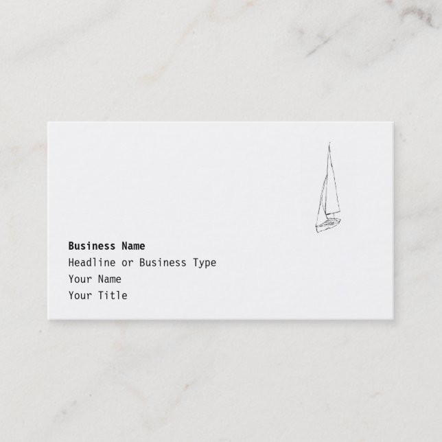 Sailing boat. Sketch in Black and White. Business Card (Front)
