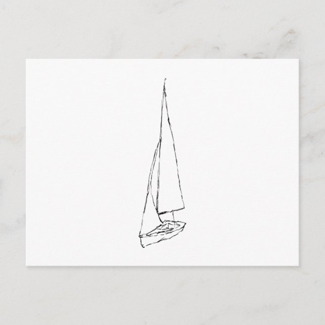 Sailing boat. Sketch in Black and White. Postcard (Front)
