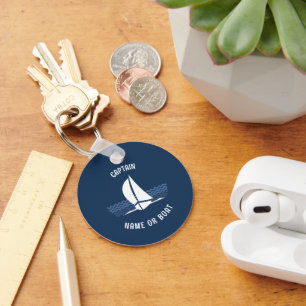 Sailing Boat with customisable Text Key Ring