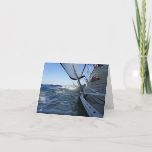 Sailing boat with empty horizon for adventure. thank you card