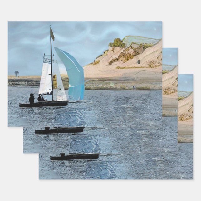 SAILING BOAT WRAPPING PAPER SHEET (Set)