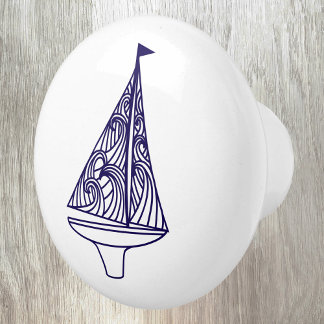 Sailing Boat Yacht Nautical Ceramic Knob