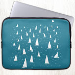 Sailing Boat Yacht Nautical Laptop Sleeve<br><div class="desc">Sailing boats and yachts on a teal blue ocean. Original art by Nic Squirrell.</div>