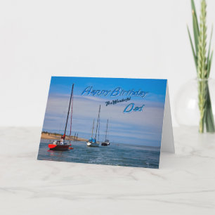 Sailing boats at anchor birthday card for Dad