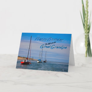 Sailing boats at anchor birthday for Great Grandpa Card