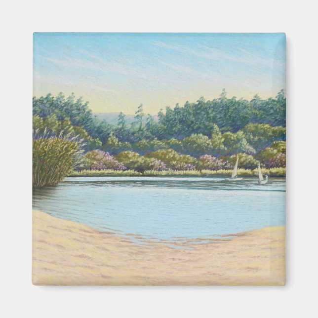 Sailing Boats at Frensham Ponds, Surrey in Pastel Magnet (Front)