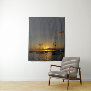Sailing Boats at Sunset Tapestry