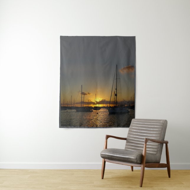 Sailing Boats at Sunset Tapestry (In Situ)