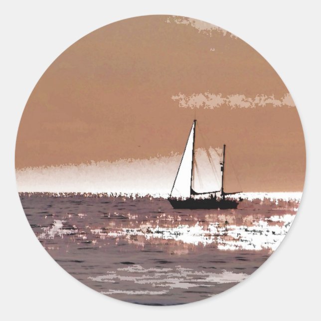 SAILING BOATS CLASSIC ROUND STICKER (Front)