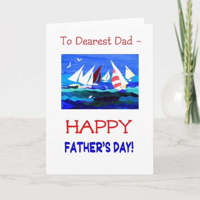 Sailing Boats Father's Day Card - Dearest Dad (Front)